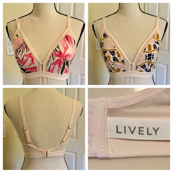 Lively Women's Pink and Tan Bralette w/ Floral & Abstract Designs, NEW w/o tags - Picture 1 of 7